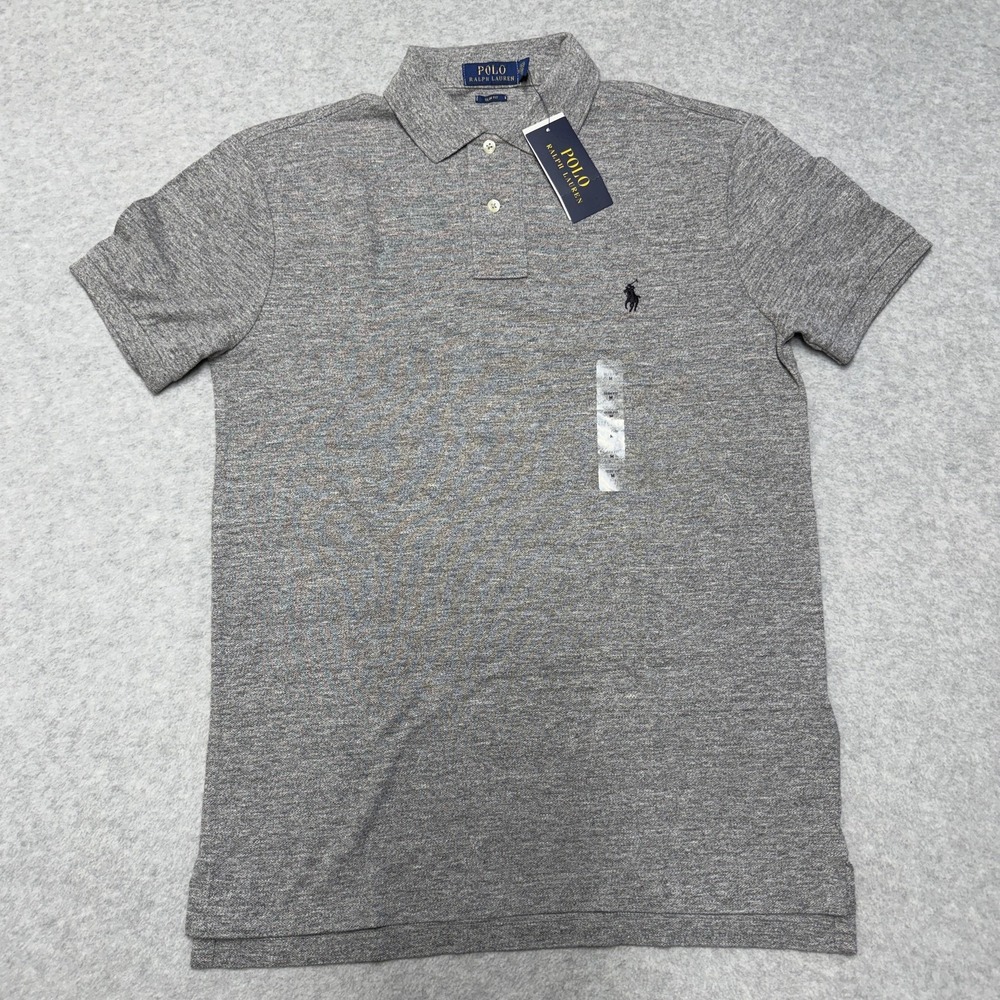 Polo Ralph Lauren Polo Shirt Mens M Gray Heather Slim Fit Cotton Blaire Casual